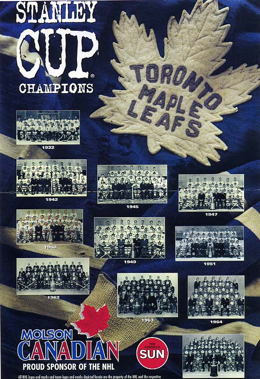 A poster of the toronto maple leafs with their team photo.