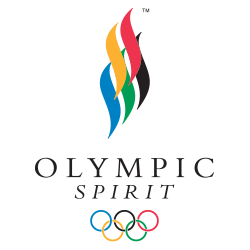 A green background with the words olympic spirit in black.