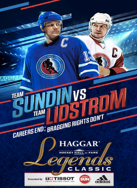 A poster of two hockey players on ice.