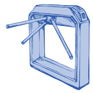 A drawing of a square window with three legs.