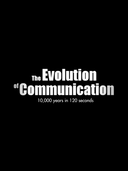 A black and white image of the evolution of communication.